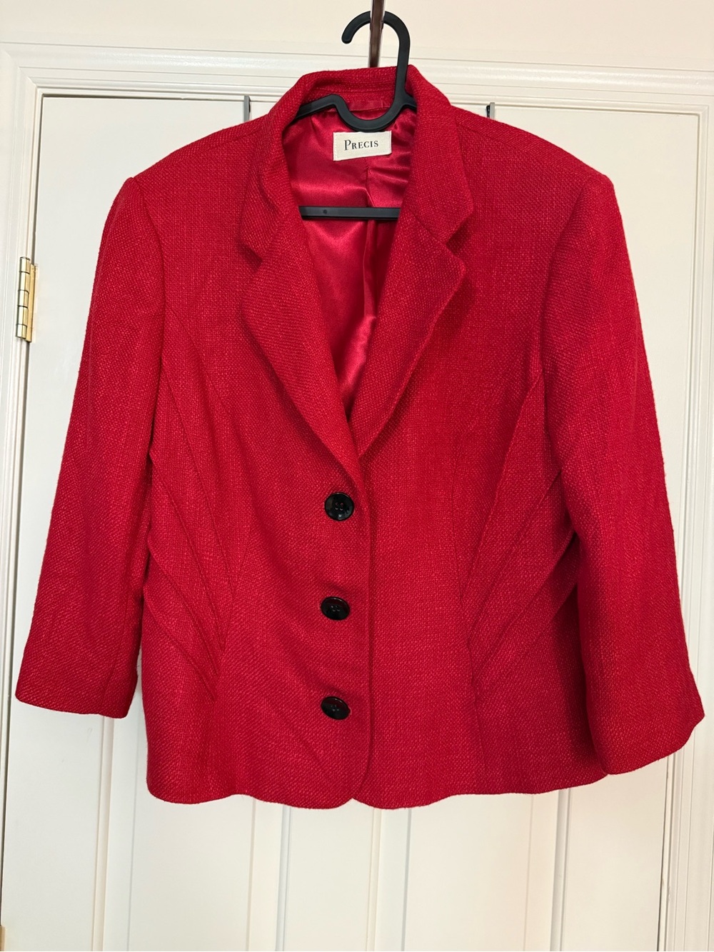 Precis Red Textured Blazer Jacket | UK 16 / US 14 | Wool Blend | Classic Career
